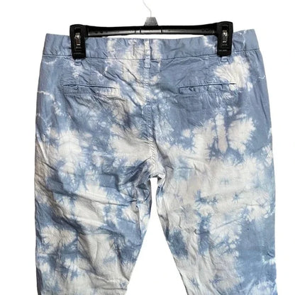 Nili Lotan Blue White Tie Dye East Hampton Straight Leg Pants Pocket