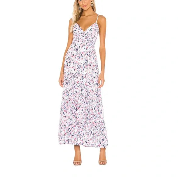 Yumi Kim Ines Spaghetti Strap Maxi Dress Bliss Pink White Blue Floral S NWT