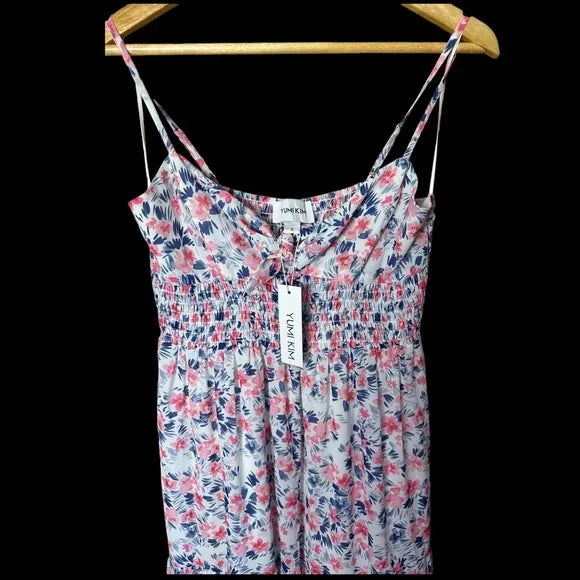 Yumi Kim Ines Spaghetti Strap Maxi Dress Bliss Pink White Blue Floral S NWT