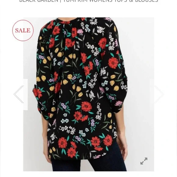 Yumi Kim Yumi Black Floral Silk Top Garden At Dawn XS NWT