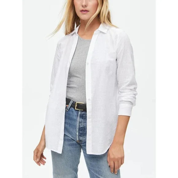 Michael Stars Joanna Lightweight Button Down Shirt - White