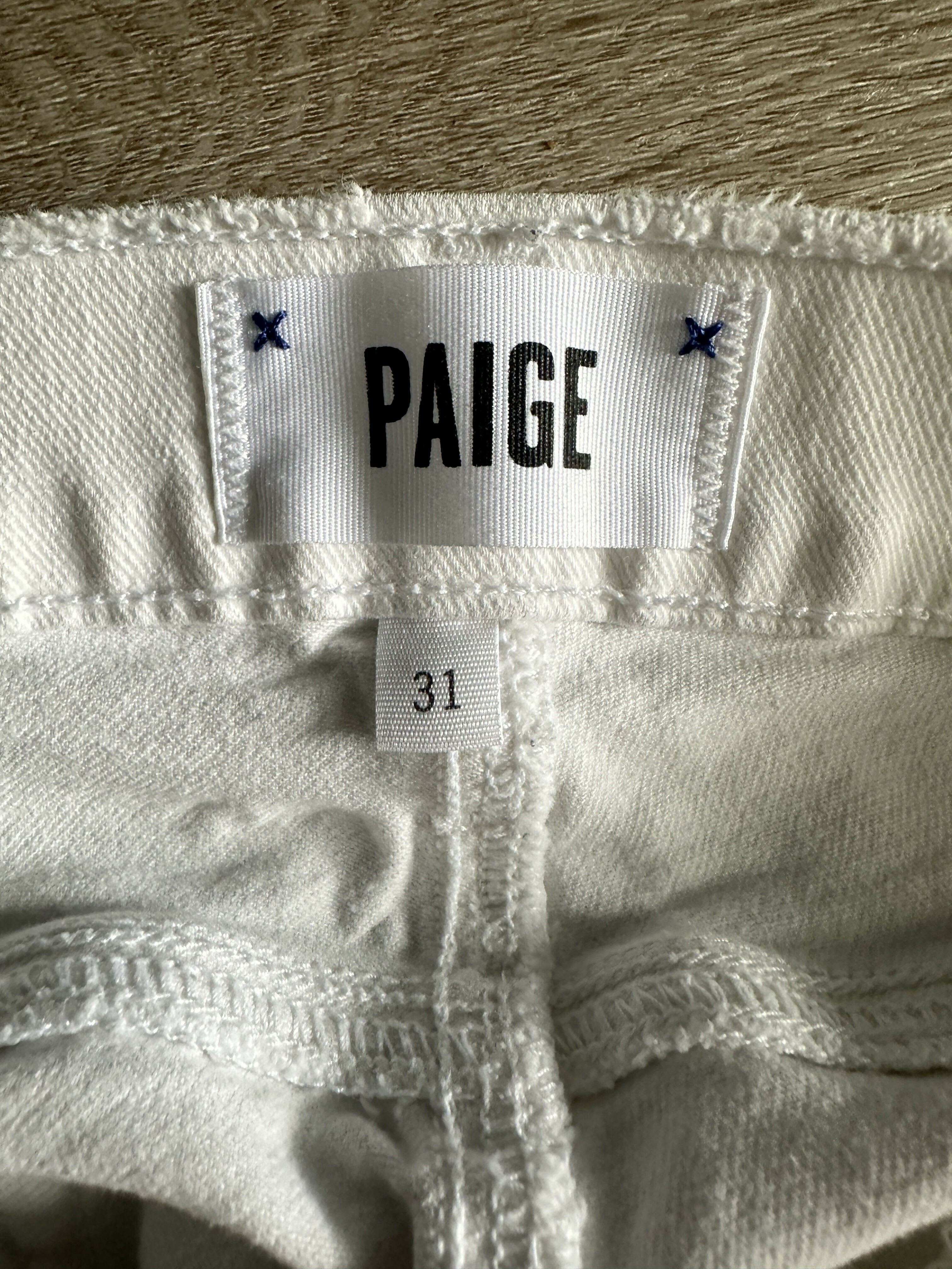 Paige Maternity Cropped Distressed Raw Hem Jeans - /White - 31M