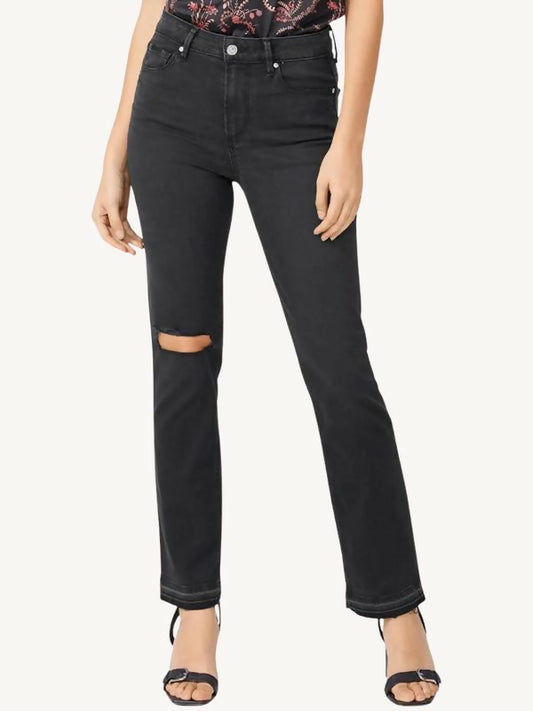 Paige Cindy High-Rise Distressed Straight Leg Jeans - Black - 29