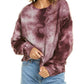 Michael Stars Ezra Cropped Pullover-Tie Dye-Purple/Multi Eggplant Size Medium