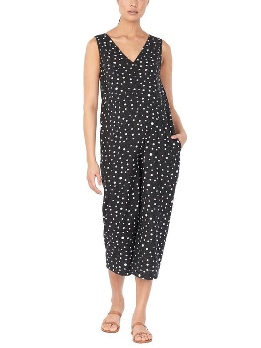 Soon Maternity Sleeveless Lily Nursing Jumpsuit - Polka Dot - Black Multi/Black Dot - MM