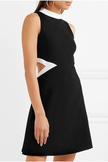 Rachel Zoe Sleeveless High-Neck Cutout A-Line Dress - Black Multi - 4