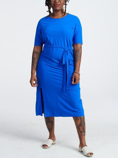 Rec Room Belted Midi Sheath Dress - /Blue