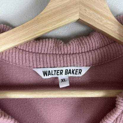 Walter Baker Spread Collar Hudson Rib Knit Top in Dusty Pink XL