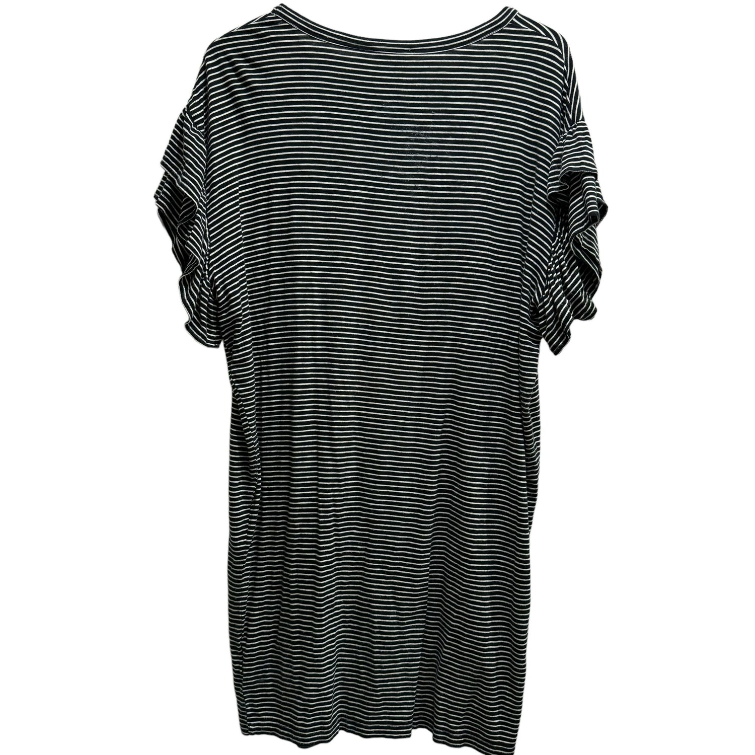 Ingrid &amp; Isabel Ruffle Sleeve T-Shirt Dress - Stripes - Black Multi/Black/White Stripe - SM