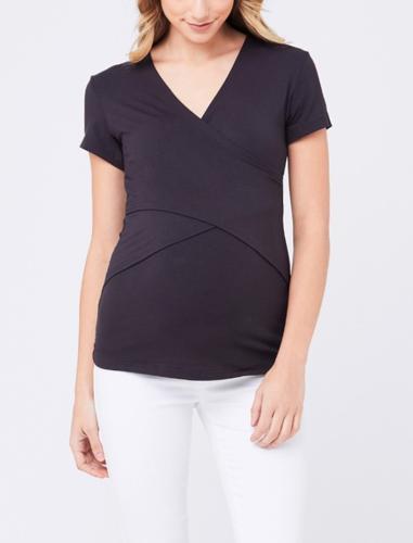 Ripe Maternity Maternity and Nursing Short Sleeve Crossover Tee - /Gray - SM