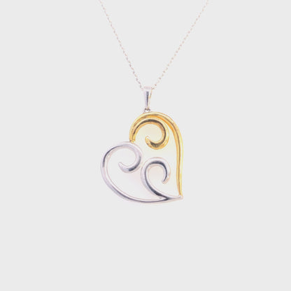 Haus of Brilliance 10K Yellow Gold Over .925 Sterling Silver Open Heart with Swirls 18&quot; Box Chain Pendant Necklace