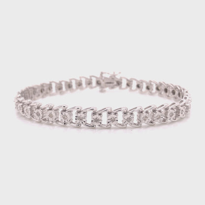 Haus of Brilliance .925 Sterling Silver 1/2 Cttw Diamond Miracle-Set Double Swoosh Wave Style 7&quot; Tennis Bracelet (I-J Color, I3 Clarity)