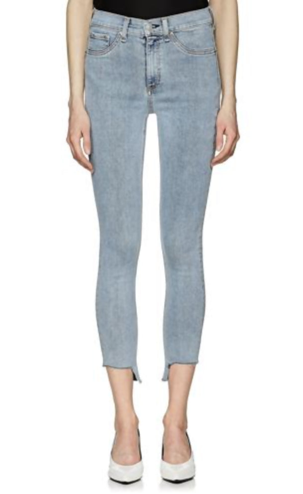 Rag &amp; Bone High-Rise Step Hem Frayed Skinny Capri Jeans - Blue - 28