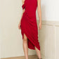 Yumi Kim Charisse Gathered Side Front Slit Midi Dress Red/M