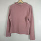 Walter Baker Spread Collar Hudson Rib Knit Top in Dusty Pink XL