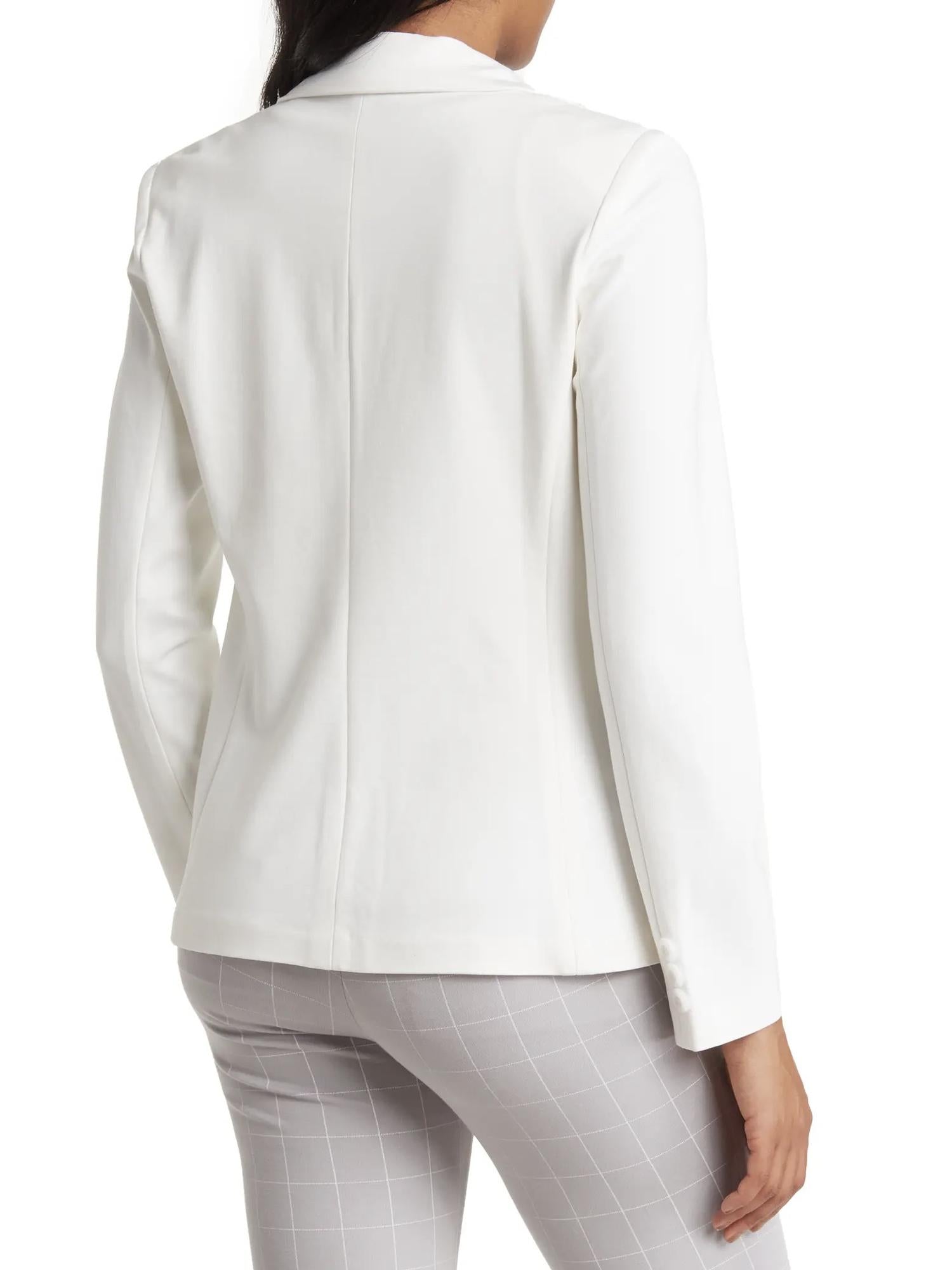 Amanda + Chelsea Classic One-Button Ponte Knit Blazer - White