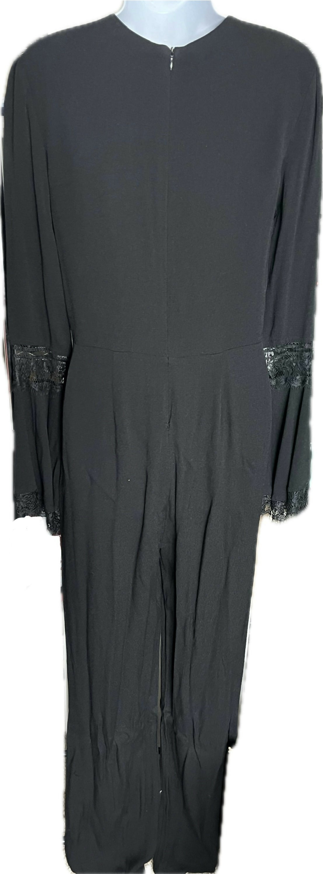 Bobi Black Bell Sleeve Lace Insert Jumpsuit - Black - M