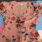 Yumi Kim Short Elastic Sleeve Button Front Blouse - Floral - Pink Multi/Sunnyside Pink (Silk Blend) - L