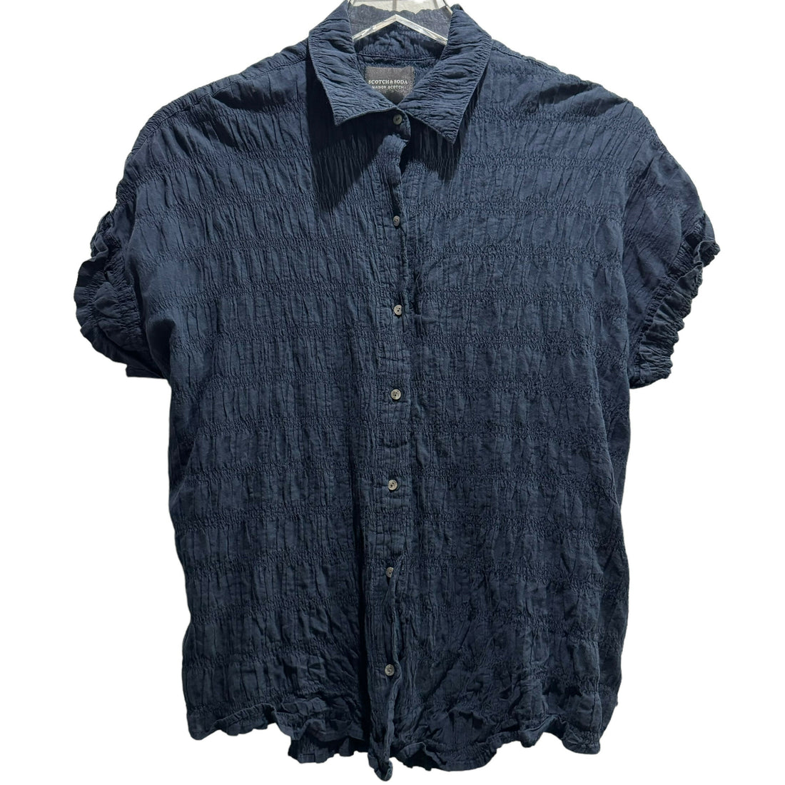 Scotch &amp; Soda Short Sleeve Smocked Button-Down Shirt - /Navy - S