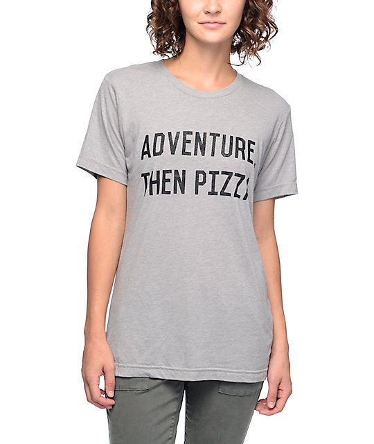 Wish You Were Northwest Adventure Then Pizza Tee - Gray - XXL