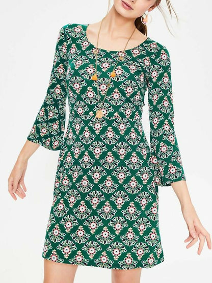 Boden Miriam Jersey Tunic - Floral - Green Multi/Leaves Floral/12