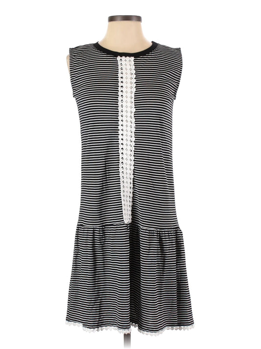 N Nicholas Sleeveless Dropped Waist Embroidered Cotton Dress - Stripes - Multi