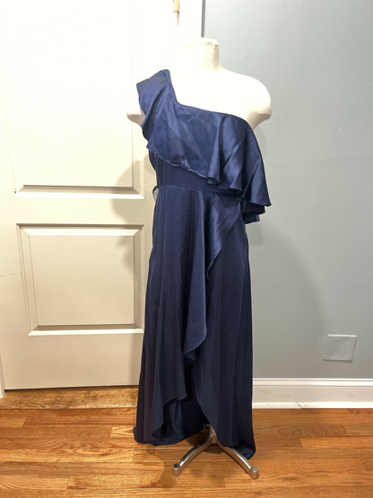 Alexis One-Shoulder Ruffle Ausyn Dress - Navy - L