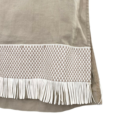 Lafayette 148 New York Sleeveless Splitneck Fringe Trim Linen Tunic - /Beige - XS
