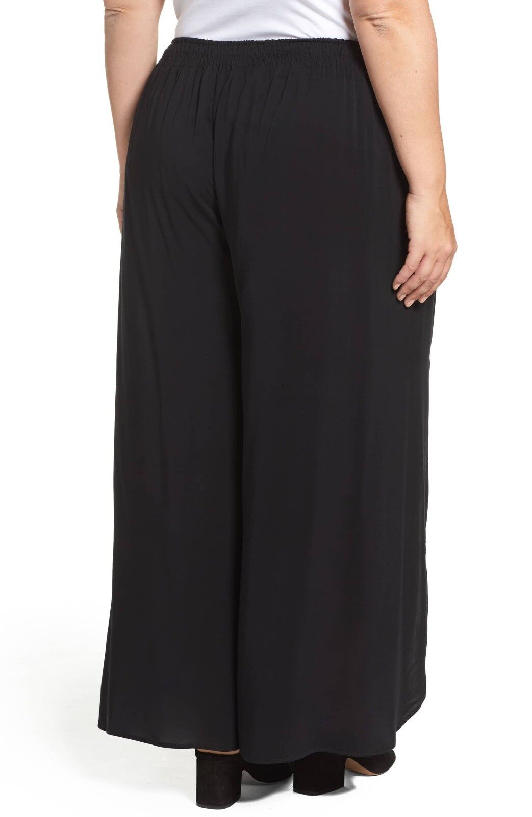 Tart Front Slit Flowly Pants - Black