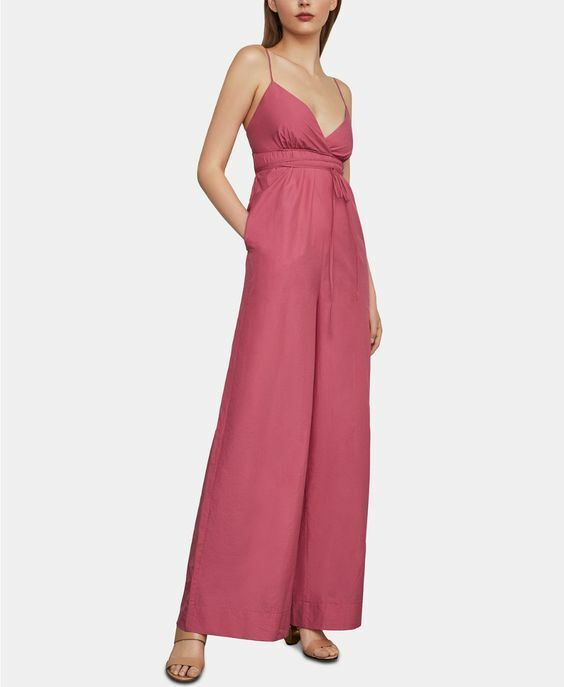 BCBG Maxazria Faux Wrap Wide Leg Jumpsuit - /Pink