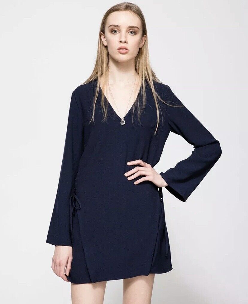 Finders Keepers Fly Away Side Lacing Dress - Navy