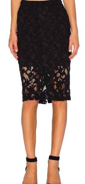 Parker Mid-Rise Lace Overlay Pencil Skirt - Black