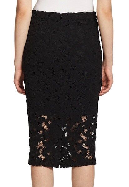 Parker Mid-Rise Lace Overlay Pencil Skirt - Black