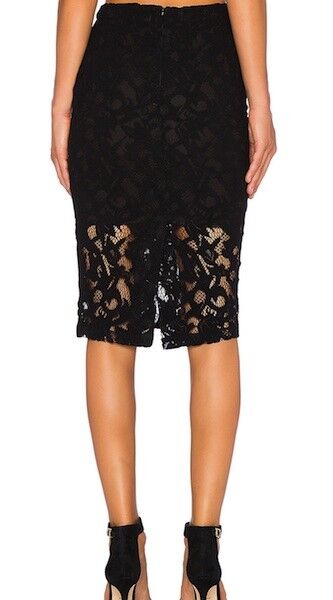 Parker Mid-Rise Lace Overlay Pencil Skirt - Black