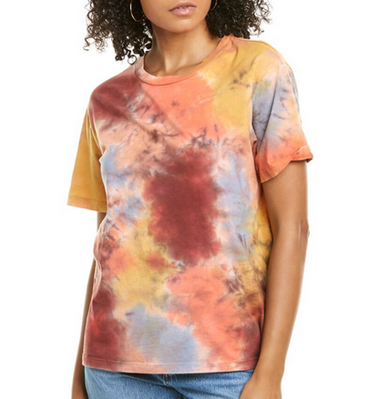 Monrow Ex-Boyfriend T-Shirt - Tie Dye - Multi/Coral Reef - S