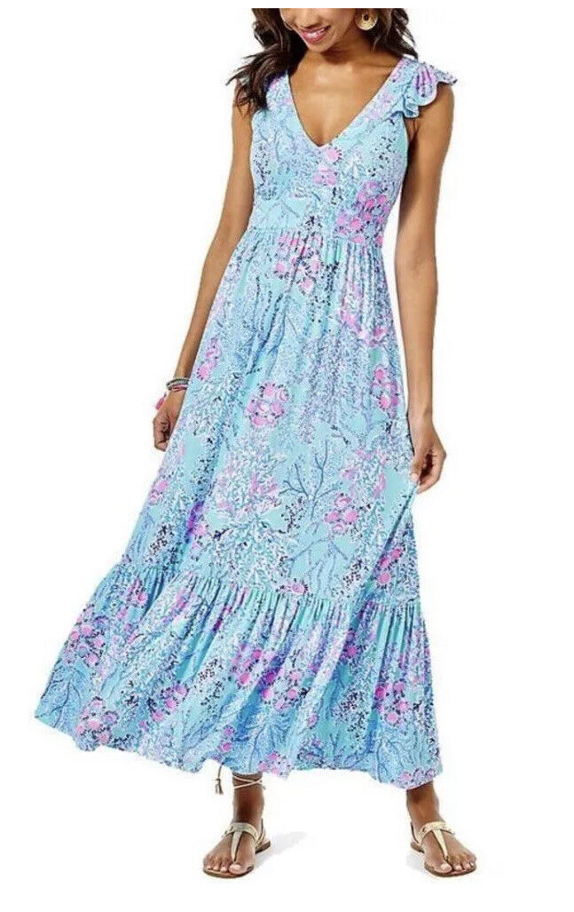 Lilly Pulitzer Vyra Maxi Dress - Floral - Blue Multi/Blue Ibiza Now You Sea Me