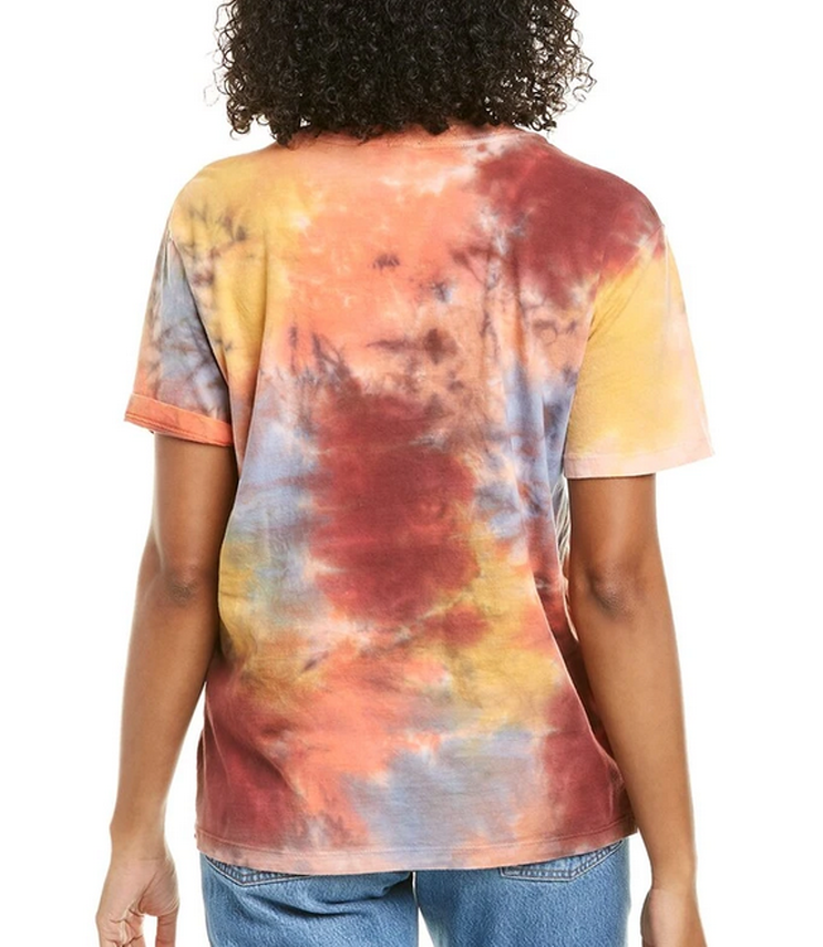 Monrow Ex-Boyfriend T-Shirt - Tie Dye - Multi/Coral Reef - S