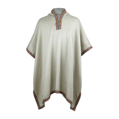 Ecualama soapaca baby alpaca wool hooded unisex poncho solid ivory cream