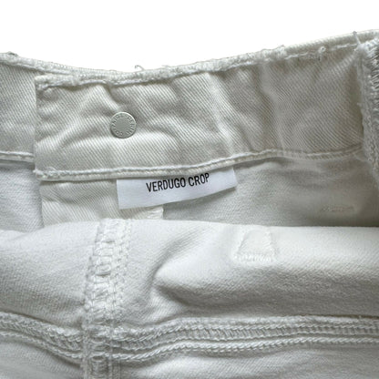 Paige Upcycled Maternity Cropped Distressed Raw Hem Shorts - White - 29M