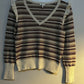 Joie V-Neck Long Sleeve Striped Sweater with Shoulder Ruffle - Stripes - Multi - S