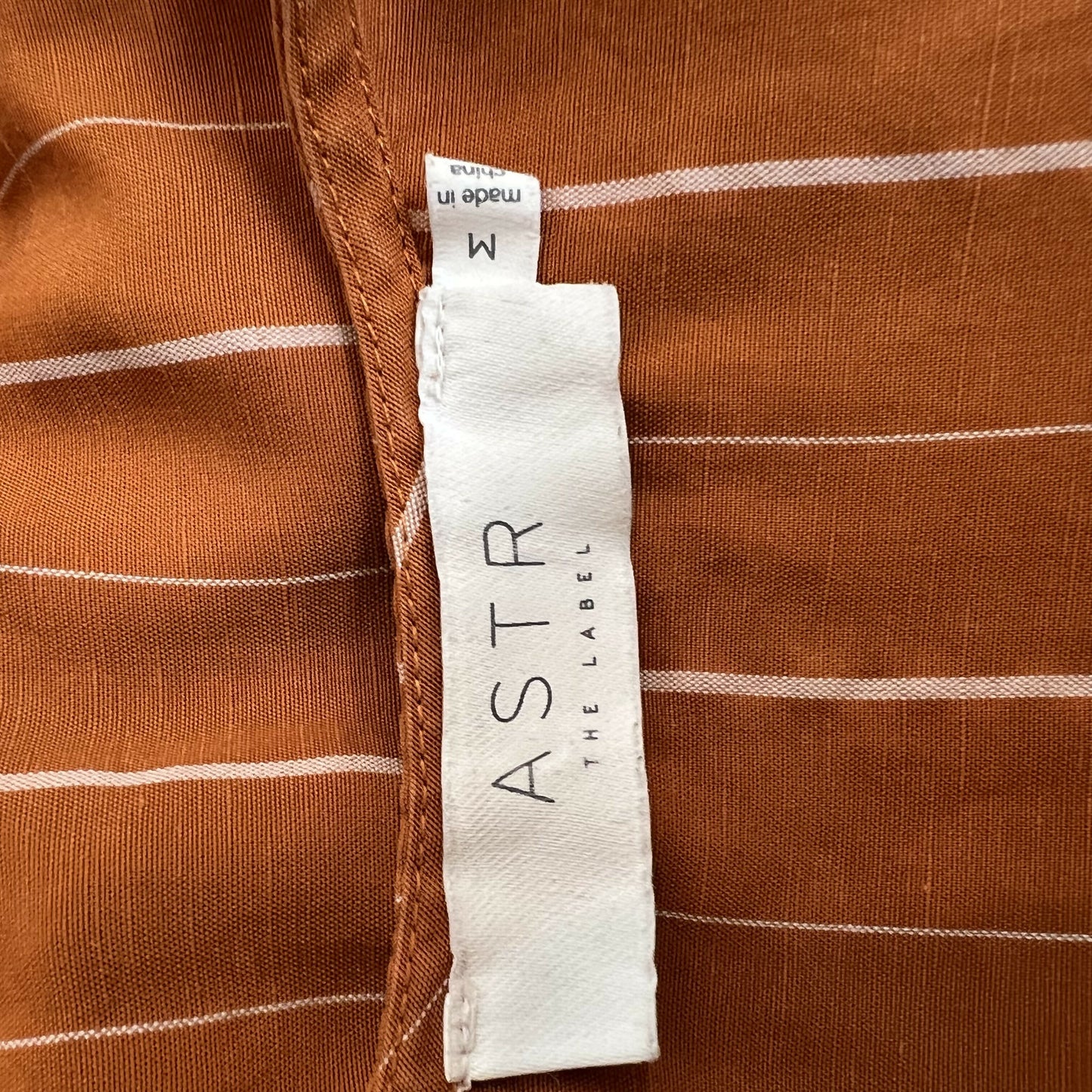 ASTR the Label Upcycled Butterfly Sleeve Deep V-Neck Button-Front Mini Dress - Stripes - Orange Multi/Papaya Stripe - M