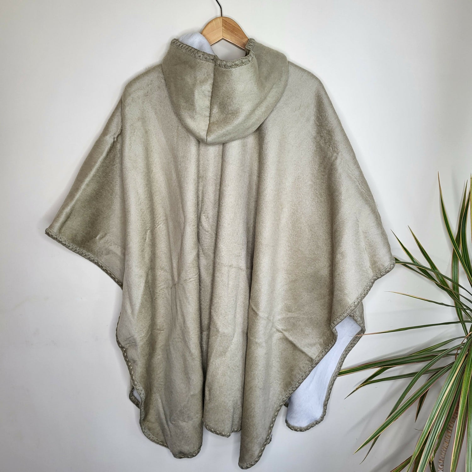 Ecualama patim lightweight baby alpaca hooded cape poncho solid ecru cream