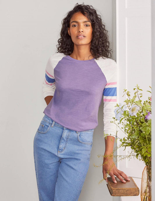 Boden long sleeve tee with stripe arm
