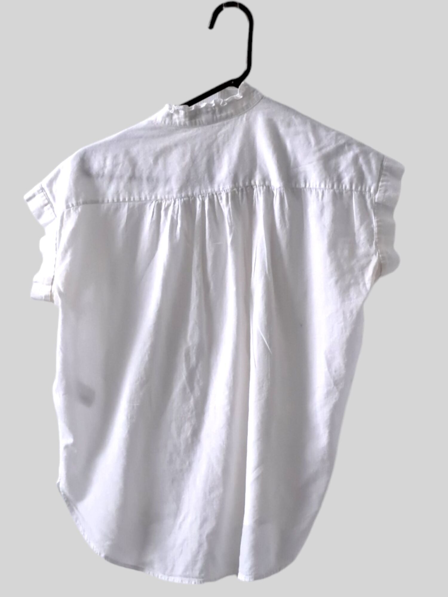 Brass Frill Collar Short Sleeve Top - White - S