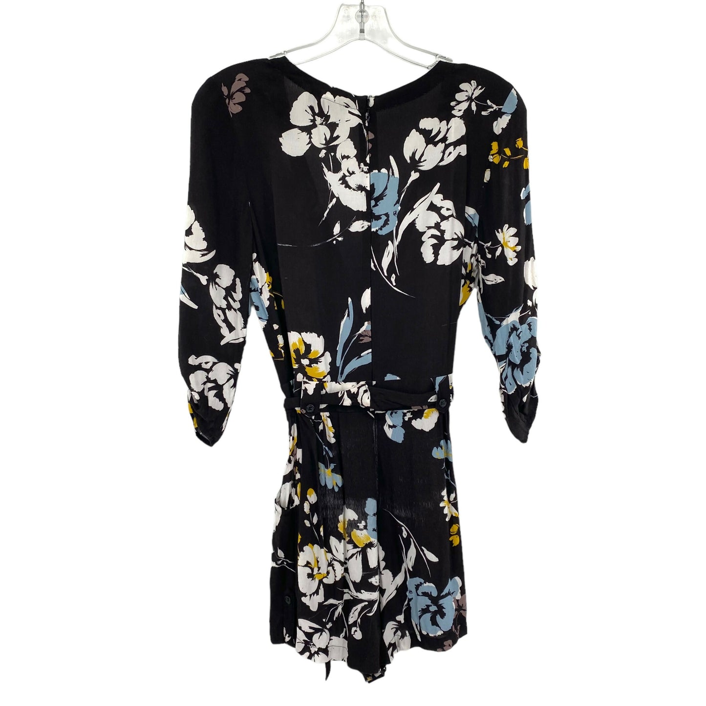 Yumi Kim Liz V-Neck Adjustable Sleeve Romper - Floral - Black Multi/Love Triangle Black - XS