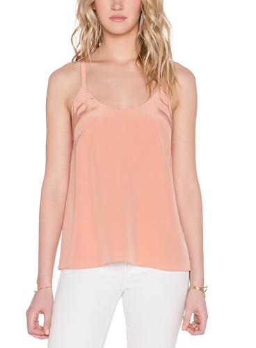 Tibi Sleeveless Scoop Neck Bow Tie-Back Cami - Pink - 2