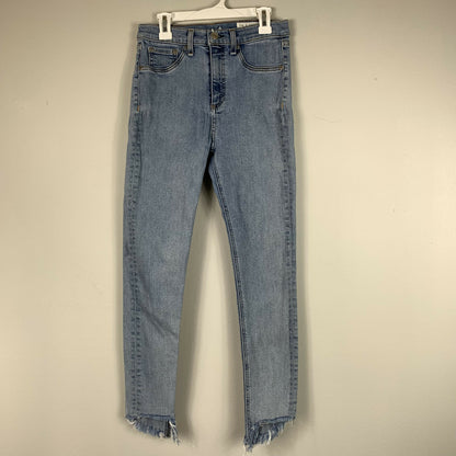 Rag &amp; Bone High-Rise Step Hem Frayed Skinny Capri Jeans - Blue - 28
