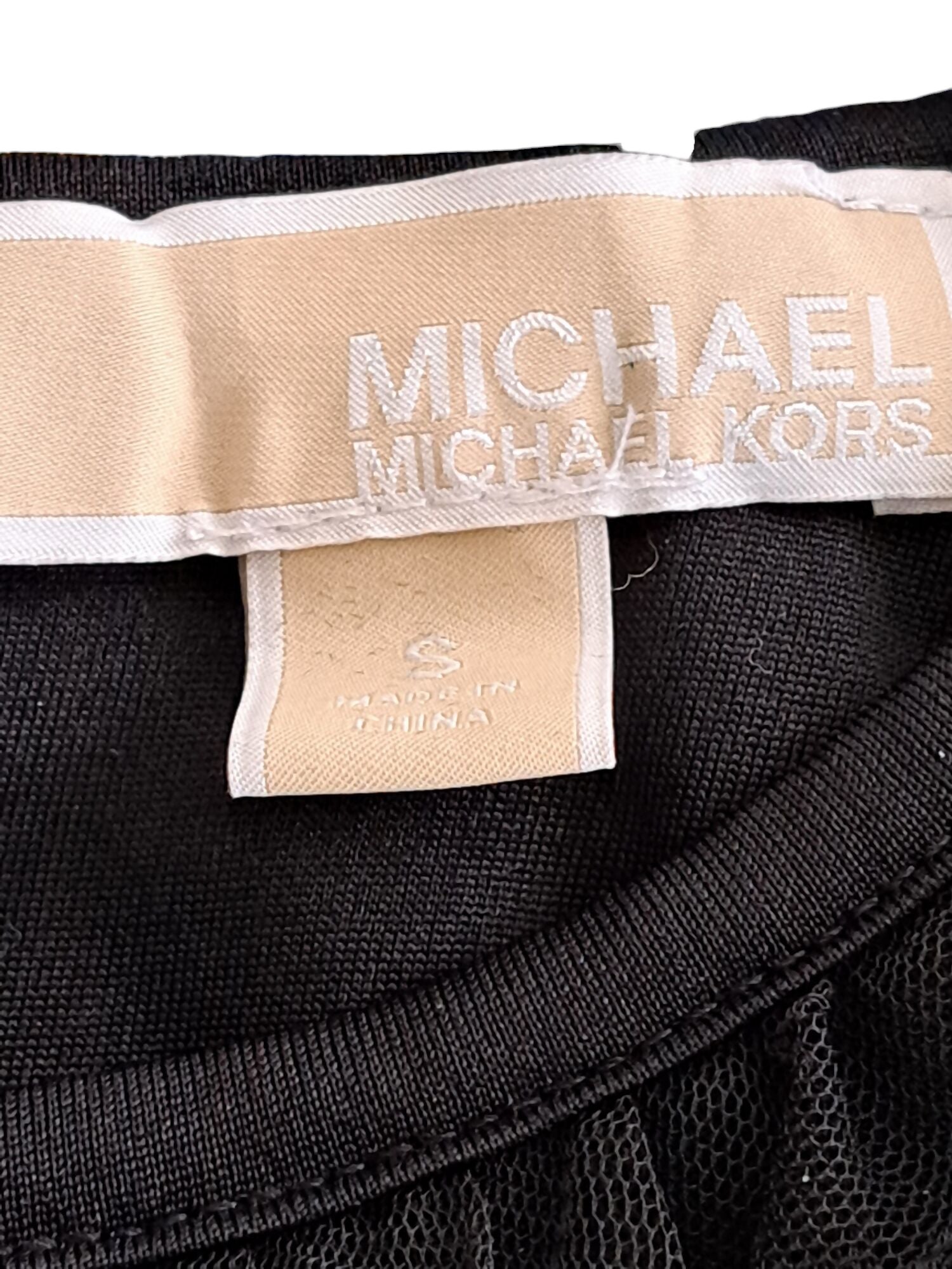 MICHAEL Michael Kors Floral Embroidered Short Sleeve Top Black/Floral Size Small