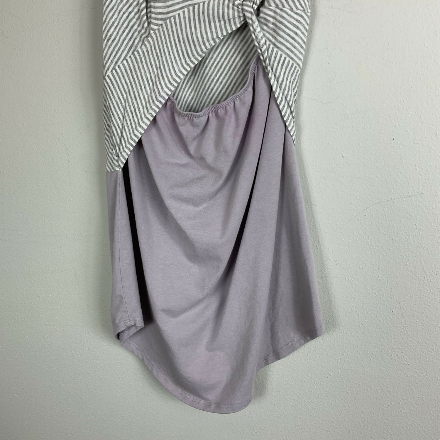 Stowaway Sleeveless Twist Front Maternity &amp; Nursing Top Stripes White Lavender - Medium