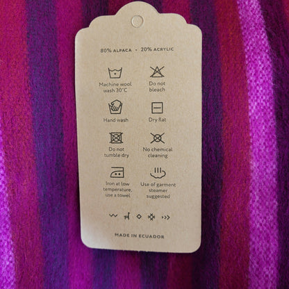 Eculama Chone - baby alpaca wool throw blanket / sofa cover - queen size 97&quot; x 69&quot; - vibrant purples &amp; rich pinks